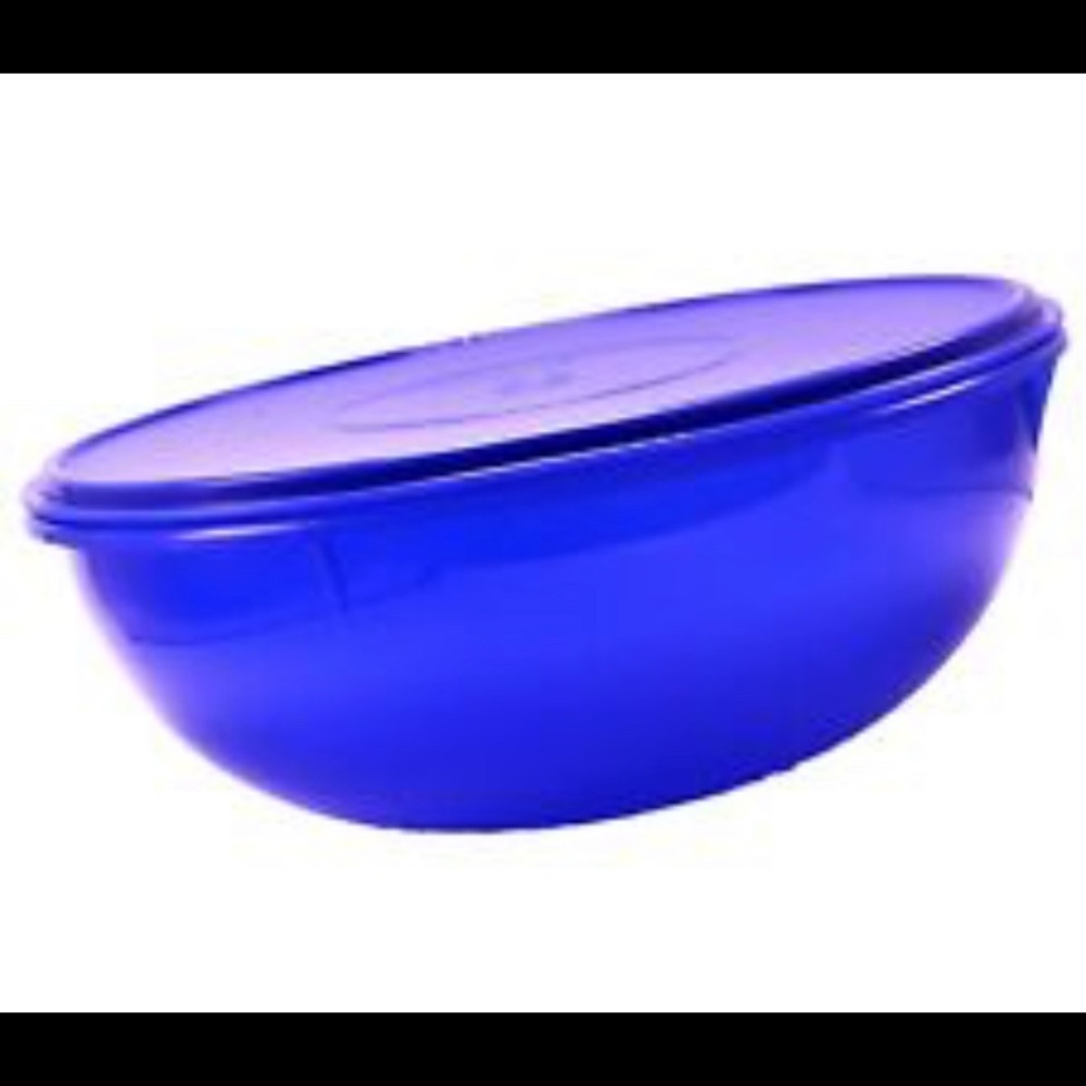Tupperware blue bowl